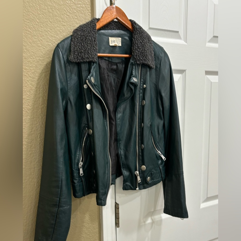 Loft Green faux leather jacket. Sz m